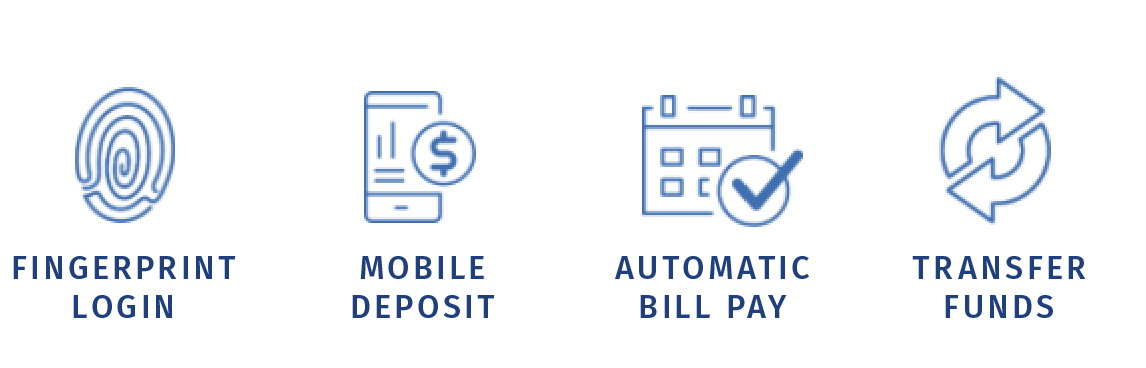 Fingerprint Login, Mobile Deposit, Automatic Bill Pay, & Transfer Funds